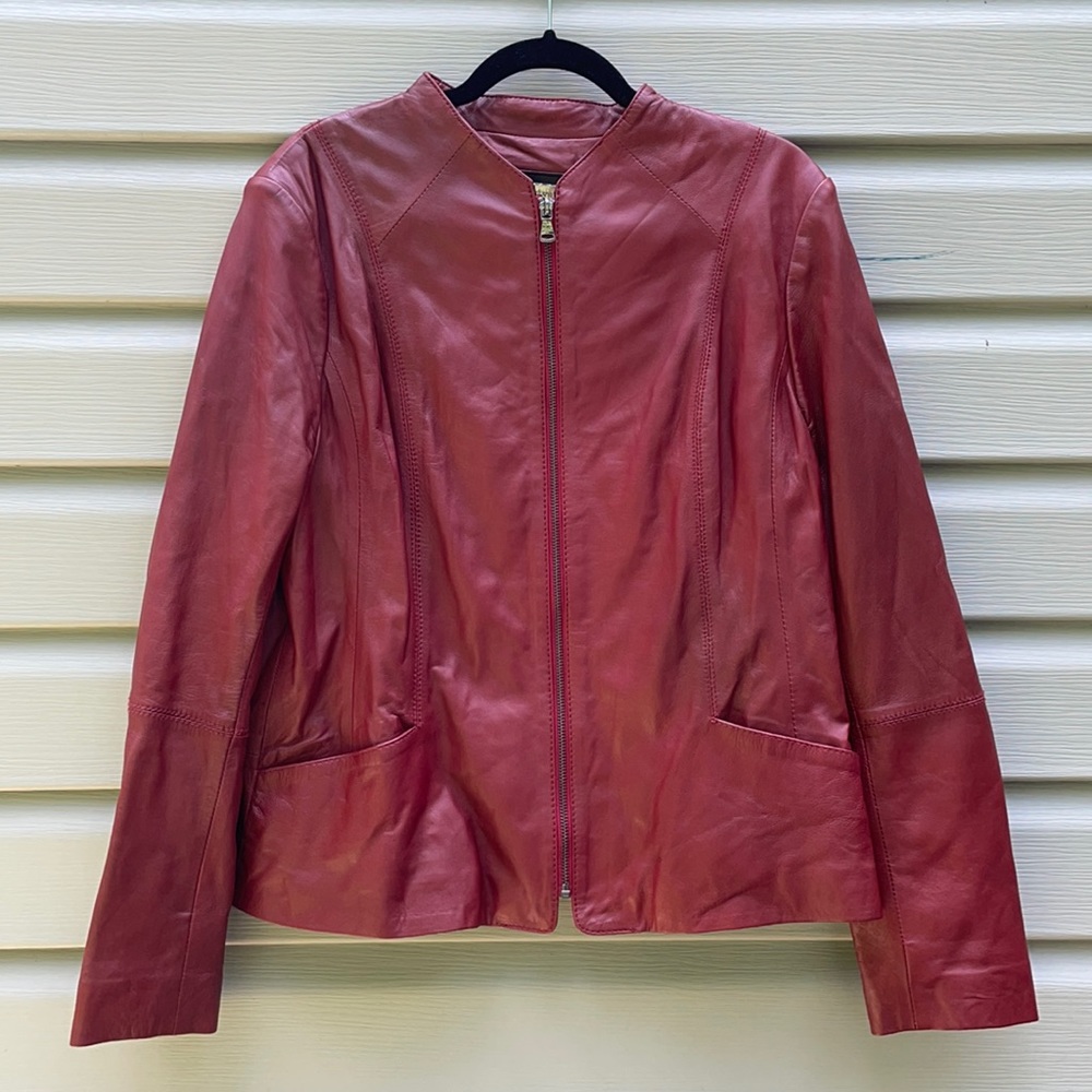 Black Rivet Oxblood Genuine Leather Jacket